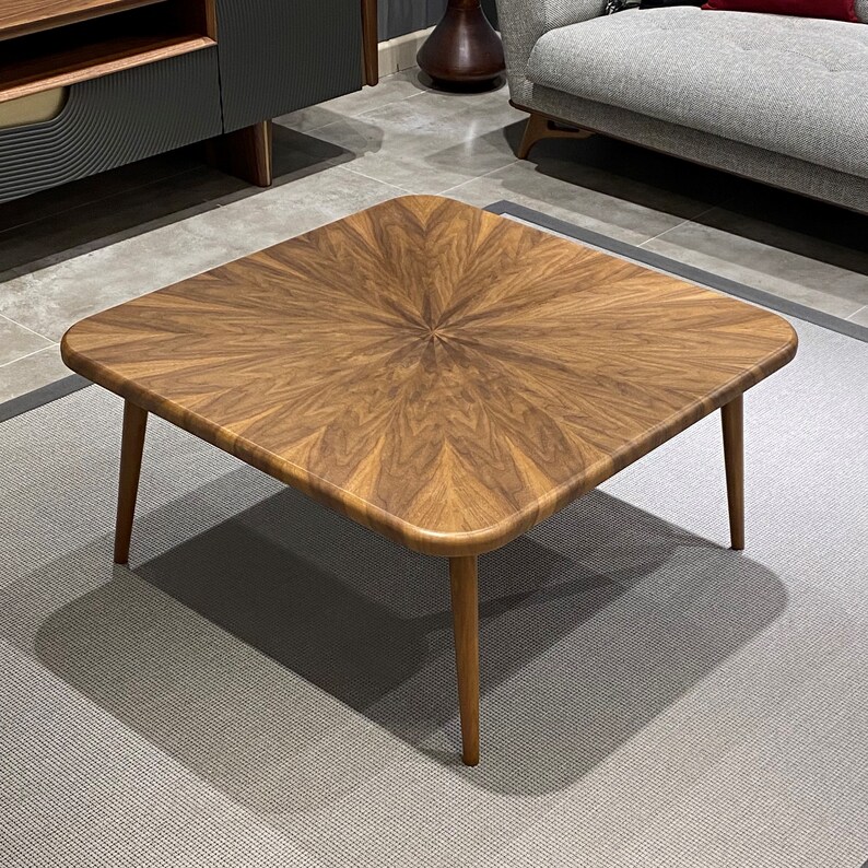 Wooden Walnut Veneer Coffee Table Mid Century Modern Coffee Etsy