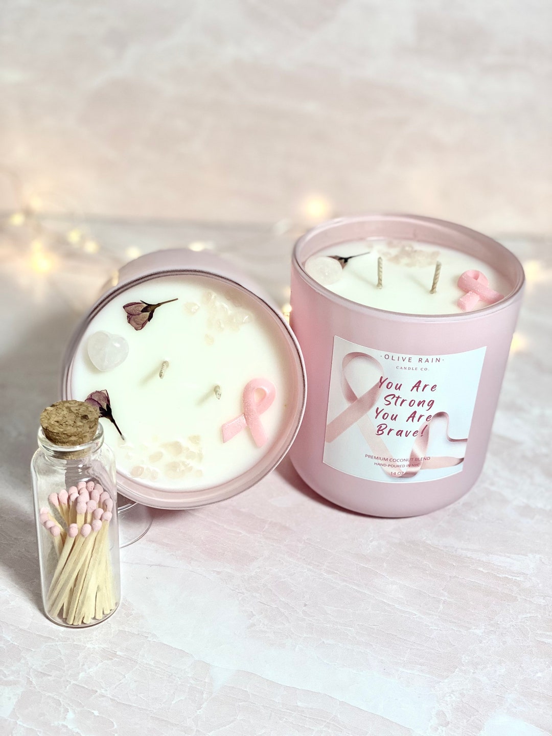 Breast Cancer Awareness Candle Pink Ribbon Candle Etsy