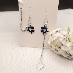 Jigsaw Puzzle Ohrstecker Halter Ohrringe, Loop Ohrstecker Ohrringe, Anti-Verlust Ohrstecker, 3D Schmuck, 3D Schmuck