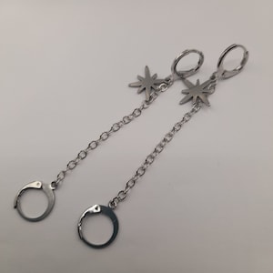 Platin Star Huggie Hoop Ohrringe Ohrstecker - Anti-Verlust Kette Schmuck Accessoire für Loop Ohrstecker - Brisuren oder Haken -