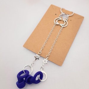 Silber Mond und Stern Huggie Hoop Loop Ohrstecker Ohrringe - lange Kette Ohrringe mit Ohrstecker Halter Clip - Loop Ohrstecker Schmuck/Schmuck