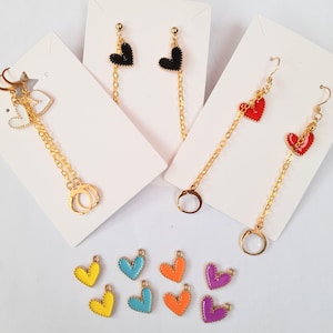 Herz Herz Ohrstecker Ohrringe - rot, lila, blau, schwarz, gelb, orange, weiß zur Auswahl - trending 2025 Sommer Ohrstecker Schmuck
