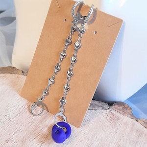Platinum Heart Diamante Huggie Hoop Loop Ohrstöpsel Ohrring - 2025 neues Design Loop Ohrstecker Schmuck - Anti Loss Sicherheitskette für Loop Ohrstöpsel