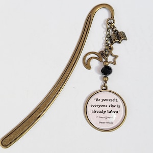 Bronze Bookmark with Oscar Wilde Quote – Book Lover Gift - Be Yourself Literary Bookmark - celebrate individuality gift idea -