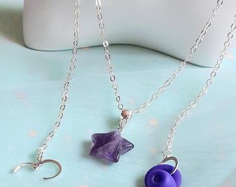 Amethyst Star loop earplug necklace - wireless earphone anti loss chain -