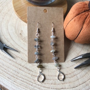 Labradorite Beaded Chain Earrings: Anti-Loss Earplug/Airpod Jewelry