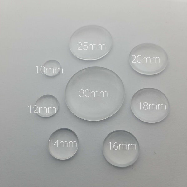 Round shape cabochon, round glass cabochon, 10mm, 12mm, 14mm, 16mm, 18mm, 20mm, 25mm, glass cabochon, clear glass seal, glass cabochon dome,
