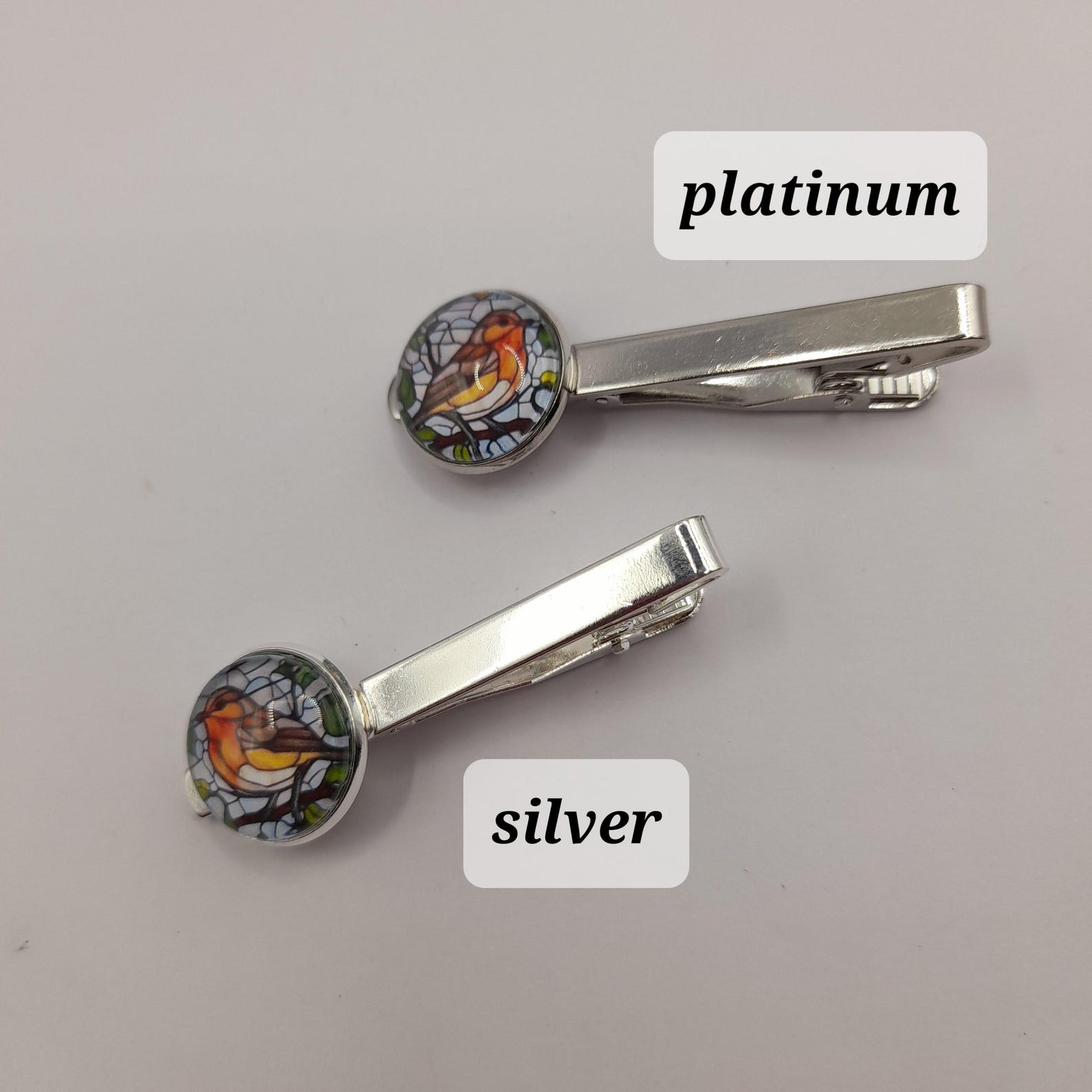 Stained Glass Robin Glass Image Cufflinks - Available in Antique Bronze ...