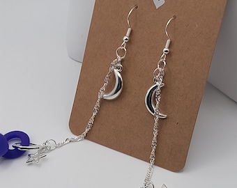 Moon and Star Anti Loss Ear Plug Earrings, Earrings for air pods, loop earplug earrings, starry night earrings, festival earbud holder,