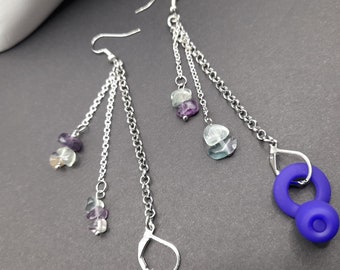 蛍石ビーズチェーンループ耳栓イヤリング - 紛失防止耳栓アクセサリー