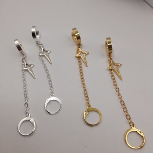 Gold oder Silber Nordstern klobige Huggie Hoop Loop Ohrstecker Ohrringe - Anti Loss Sicherheitskette Schmuck Zubehör für Loop Ohrstecker -