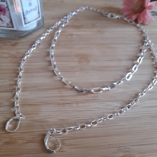 Paper clip chain earplug necklace, silver necklace for holding ear plugs, loop ear plug necklace, anti loss earplug necklace, l
