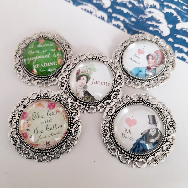 The Jane Austen Collection, Pride and Prejudice, Jane Austen Quote Brooch, Literary Jewellery, Bookish Gift , Teacher Gift, Book Lover Giftt