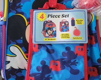 Mickey Mouse 5-Piece School Set: 16" Backpack, Lunch Bag, Water Bottle & Crayons