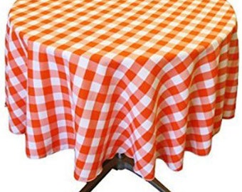 Broward Linens Small Tablecloth Checkered Round 45 Inch (Variety Colors)