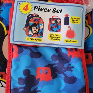 Micky Maus 5-teiliges Schulset: 16-Zoll-Rucksack, Lunchbag, Wasserflasche & Buntstifte Bild 2