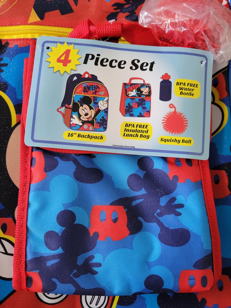 Micky Maus 5-teiliges Schulset: 16-Zoll-Rucksack, Lunchbag, Wasserflasche & Buntstifte Bild 2