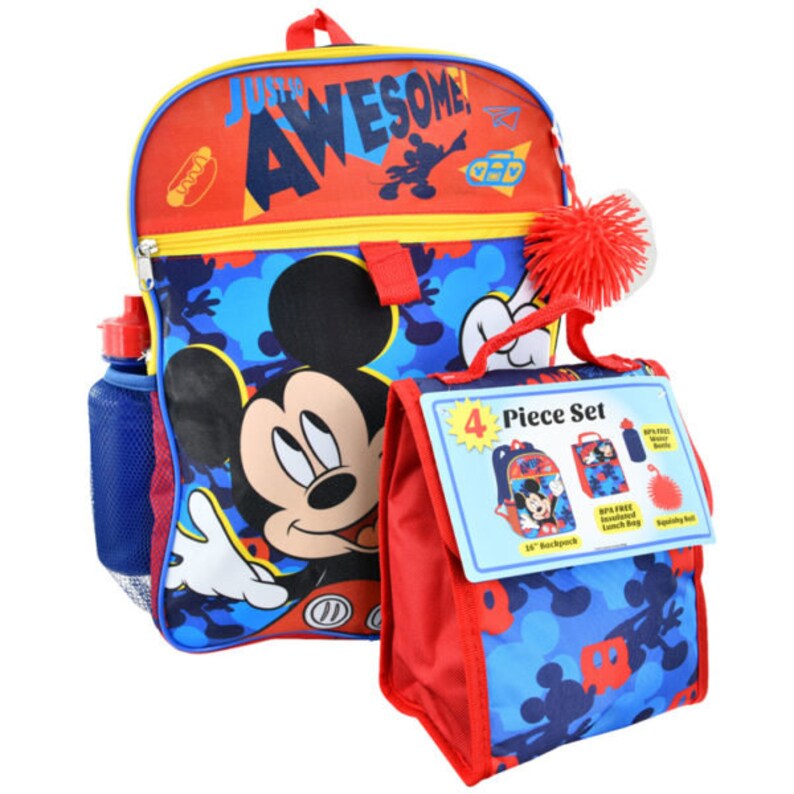 Micky Maus 5-teiliges Schulset: 16-Zoll-Rucksack, Lunchbag, Wasserflasche & Buntstifte Bild 4