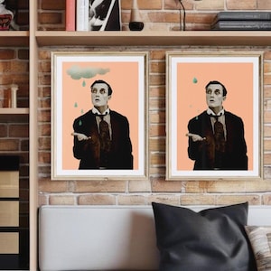 Buster Keaton poster, film artwork, silent film poster, pop art, nostalgic wall art, old hollywood, funny wall decor, gift for film lovers