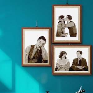 Buster Keaton posters, movie posters wall art, set of 3 modern prints, illustration wall, digital prints decor, funny valentines day gift