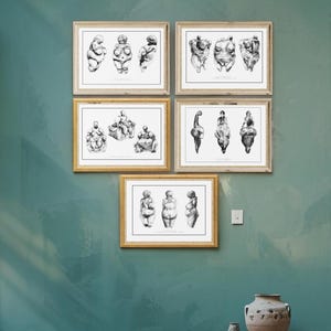 Paleolithic goddess, venus of willendorf, scientific illustration, history poster set of 5, classroom posters high school, teacher gifts