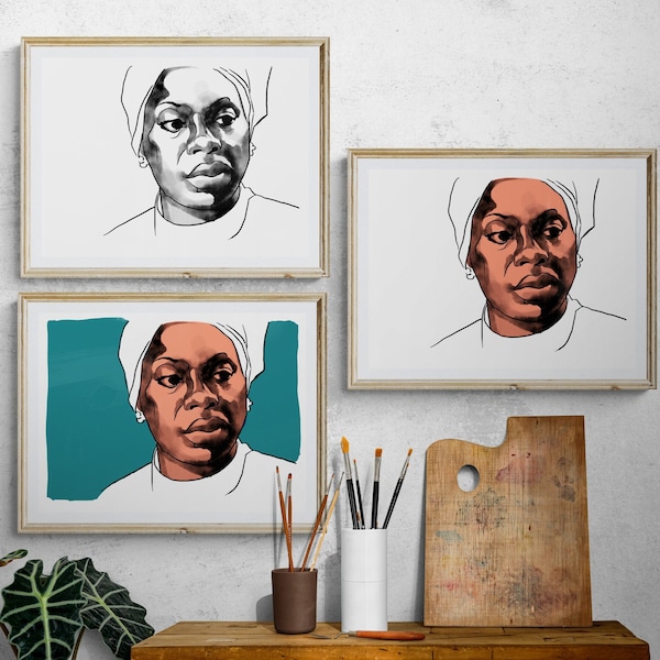 Nina Simone print, jazz poster set. Pop art wall art print. Unique gift ideas. Unconventional home decor pieces, decoration for room