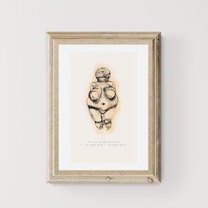 Venus of Willendorf poster, paleolithic art, goddess statue, scientific illustration, history posters classroom, gifts for archaeologist