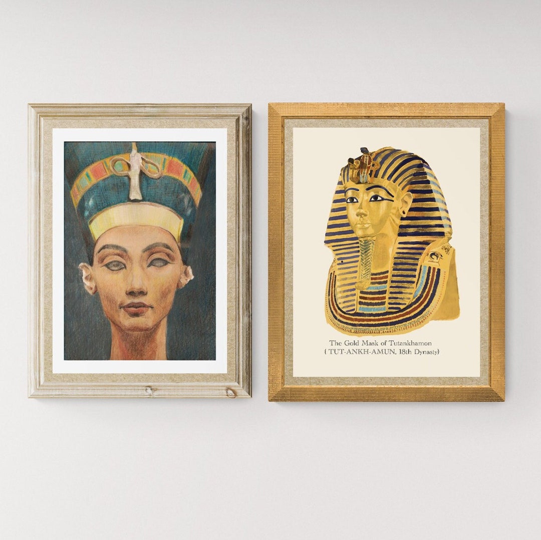 Egyptian Wall Art History, Nefertiti Print, King Tut Poster, Egyptian