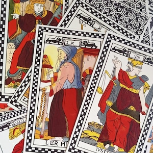 Baralho de tarô de 78 cartas, Tarô anônimo de Paris para impressão, baralho de tarô de restauração, cartas de baralho, cartas colecionáveis de artista, presente de cartas de tarô