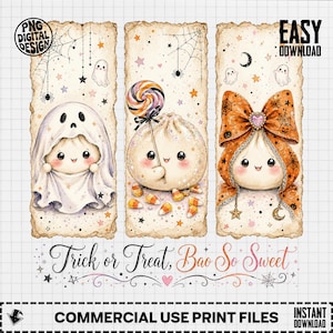 Trick or Treat Bao So Sweet PNG, Halloween Bao Bun Clipart, Kawaii Ghost Bao, Fall Sublimation Design PNG