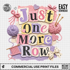 Bara en rad till PNG, stickning Clipart, virkdesign, hantverkare PNG, garnälskare sublimering, digital nedladdning, mysig hobbyfil