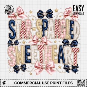 PNG de Star Spangled Sweetheart, imágenes prediseñadas patrióticas, diseño del 4 de julio, sublimación Coquette Americana, descarga digital