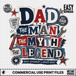 Papa, de man, de mythe, de legende PNG, Vaderdagcadeau, Beste papa ooit digitaal bestand, Papa sublimatie, Anders gebouwd ontwerp, Amerikaanse papa