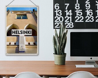 Tin Sign Travel 20 x 30 cm Helsinki Finlande Building Holiday Sign tin sign