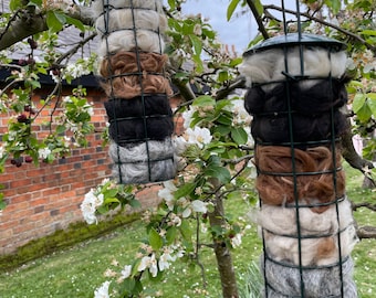 Alpaca Bird Nesting Material: Hanging Cylinder Holder, 100% Natural Alpaca Wool