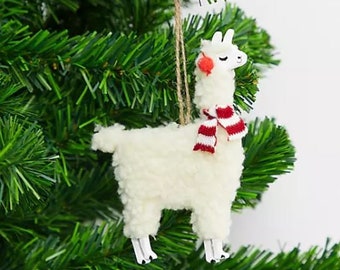 Festive Alpaca Llama Hanging Christmas Decoration