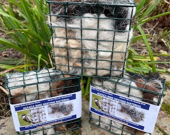 Natural Alpaca Bird Nesting Material in Hanging Holder