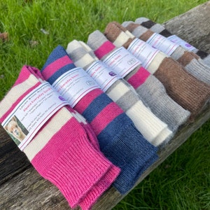 Alpaca Socks Wool Everyday Dress Socks | Stripy Colours | Made in GB