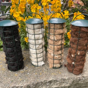 Alpaca Bird Nesting Material in Cylinder Hanging Holder -100% Natural Alpaca Wool for Nesting Birds