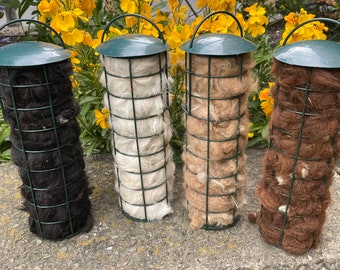 Alpaca Bird Nesting Material: Natural Wool Cylinder Hanging Holder