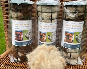 Natural Alpaca Bird Nesting Material: Hanging Cylinder Holder Gift Pack