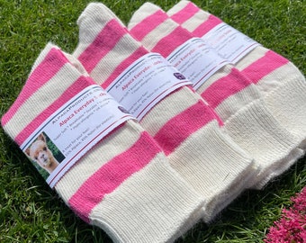 ALPACA Socks Wool Everyday Dress Socks, Stripy Hoop Design Made IN GB