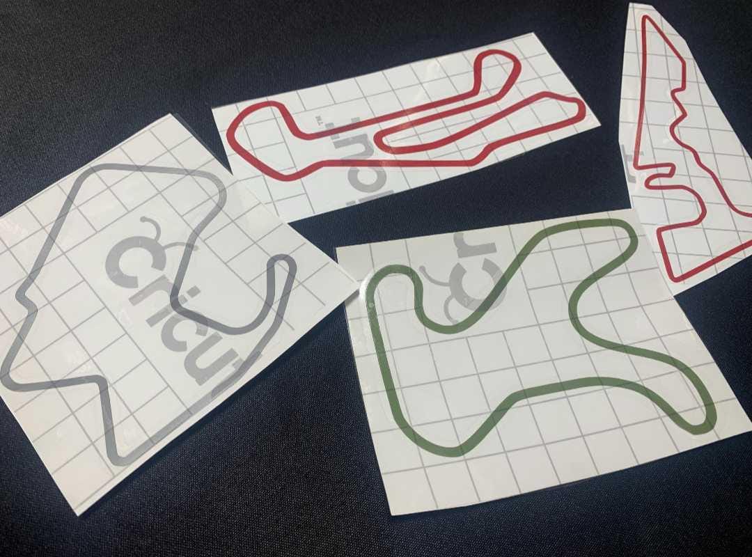Rennstrecken-Aufkleber, kaufen Sie 2, erhalten Sie 1 gratis! Stromkreis Umriss Aufkleber Track Day Abziehbilder Formel 1 Moto Grandplan Nascar Indy Car MotoAmerica Sim Racing