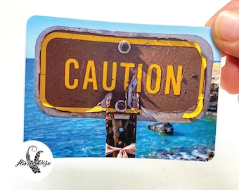 2.5X3” Outdoor Caution Sticker, Hawaii Caution, Lanai Fisherman Trail, Ocean Caution Sign, Caution Car Sticker, Flask Vinyl Sticker