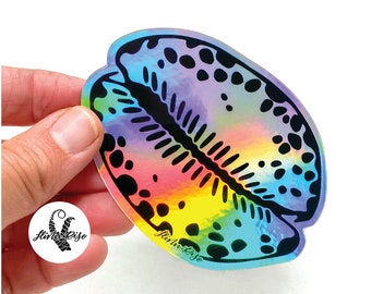 3X3” Holographic Shell Sticker, Cowrie Shell, Hawaii Cowrie Shell Pepili