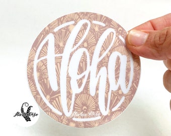 3X3” Aloha Sticker Hawaii, Aloha Vinyl Sticker Beige, Opihi Theme Sticker, Opihi Pepili Aloha, Waterproof Sticker