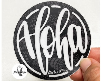 3” X 3” Outdoor Sticker, Weather Proof Sticker, Matte Vinyl Aloha Bumper Sticker, Aloha Die Cut Shell Sticker Gifts, Aloha Inspired Sticker