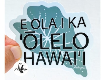 Kalo Leaf Hawaiian Language Vinyl Sticker - E Ola Ka Olelo Hawaii