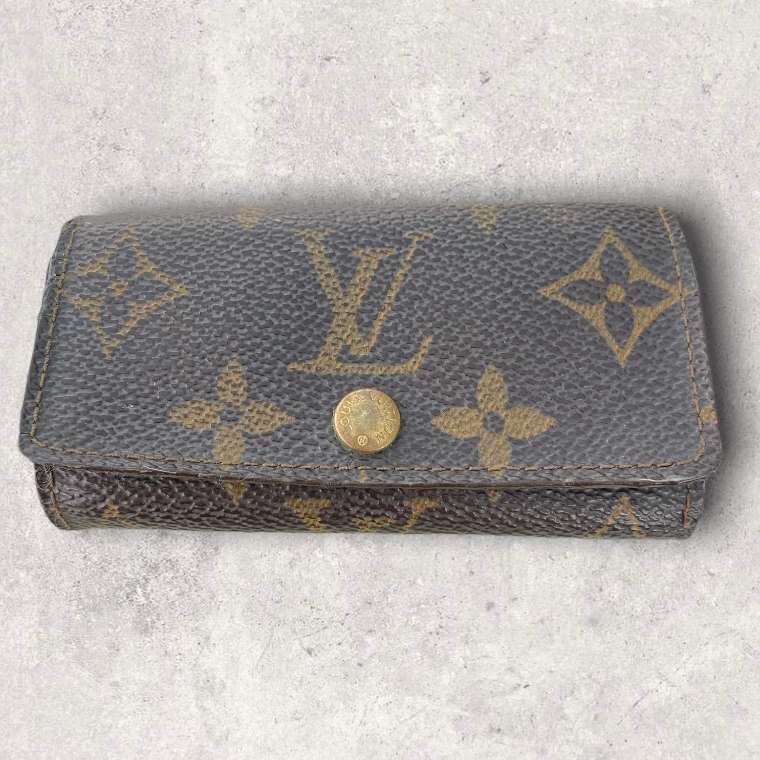 Rare Vintage Louis Vuitton LV Checked Monogram Key Wallet-112 