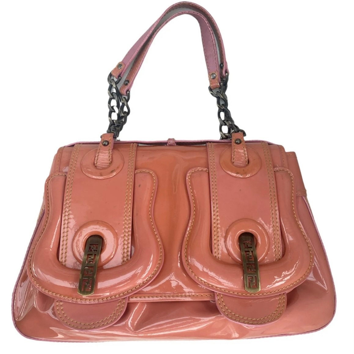 FENDI Selleria Leather Shoulder Bag Beige 8BR648, Fendi Western